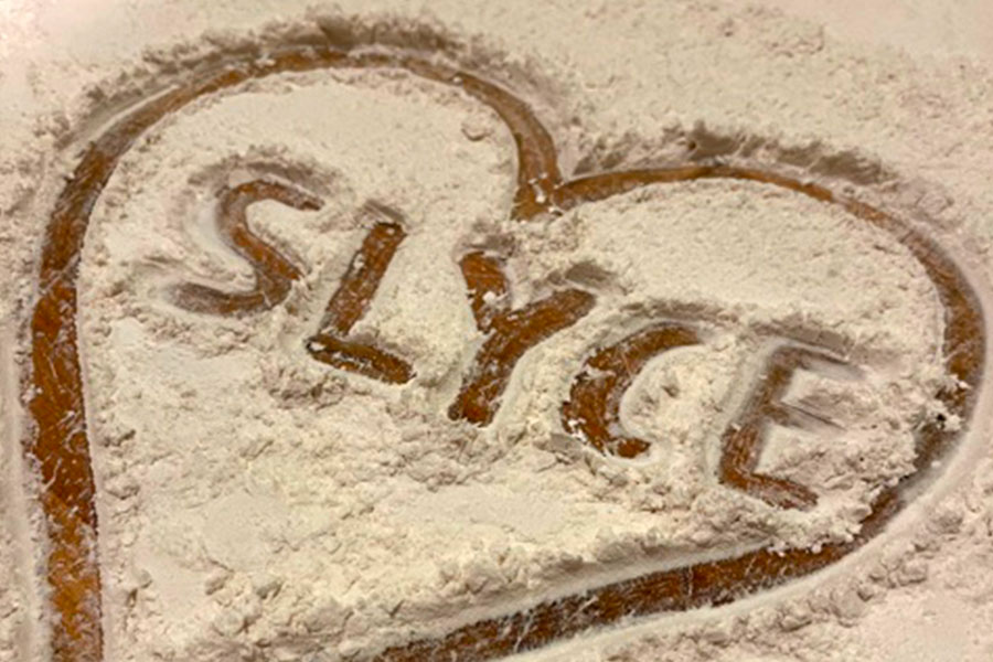 SLYCE Cares heart from flour